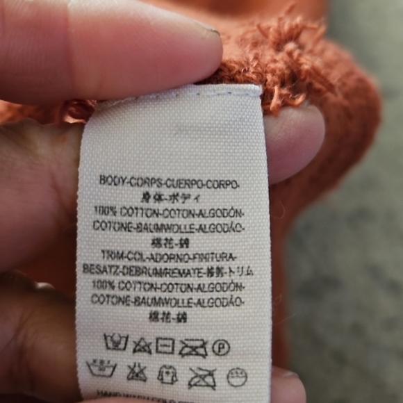 We The Free Free People Darcy Cropped Frayed Distressed Knit Sweater In Cedar S - Picture 12 of 14